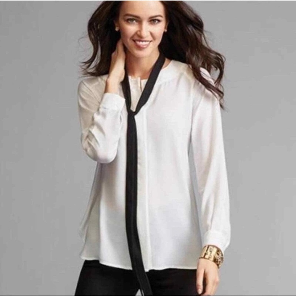 CAbi NWOT Tuxedo Button down long Sleeve  Blouse Size Large